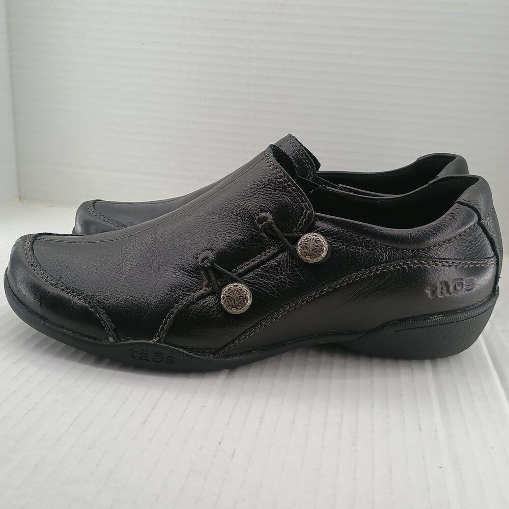 Taos Shoes Womens 7.5 Encore Casual Comfort Slip On Loafer Black Leather - Picture 3 of 9